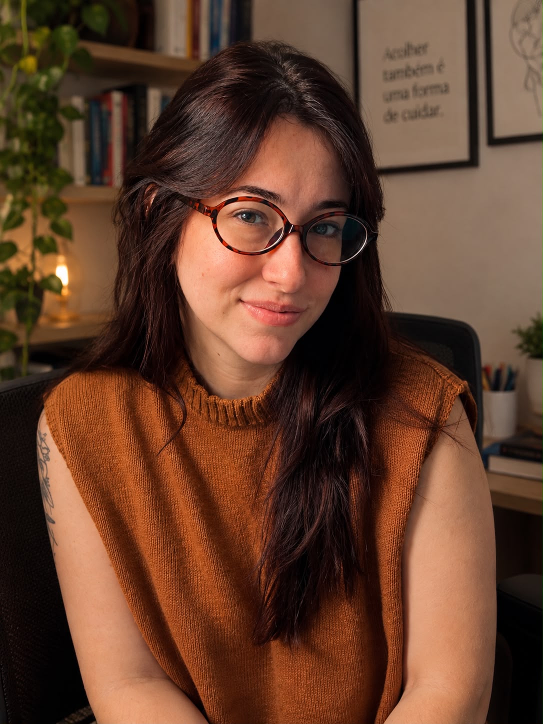 Bruna Roballo em seu espaço de atendimento